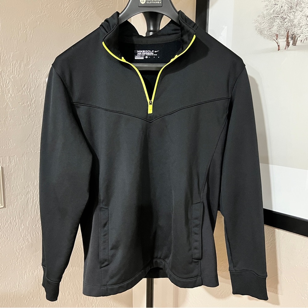 Nike Golf Therma-FIT 1/4 Zip Pullover Black Volt Trim Jacket Men’s M 619822-010